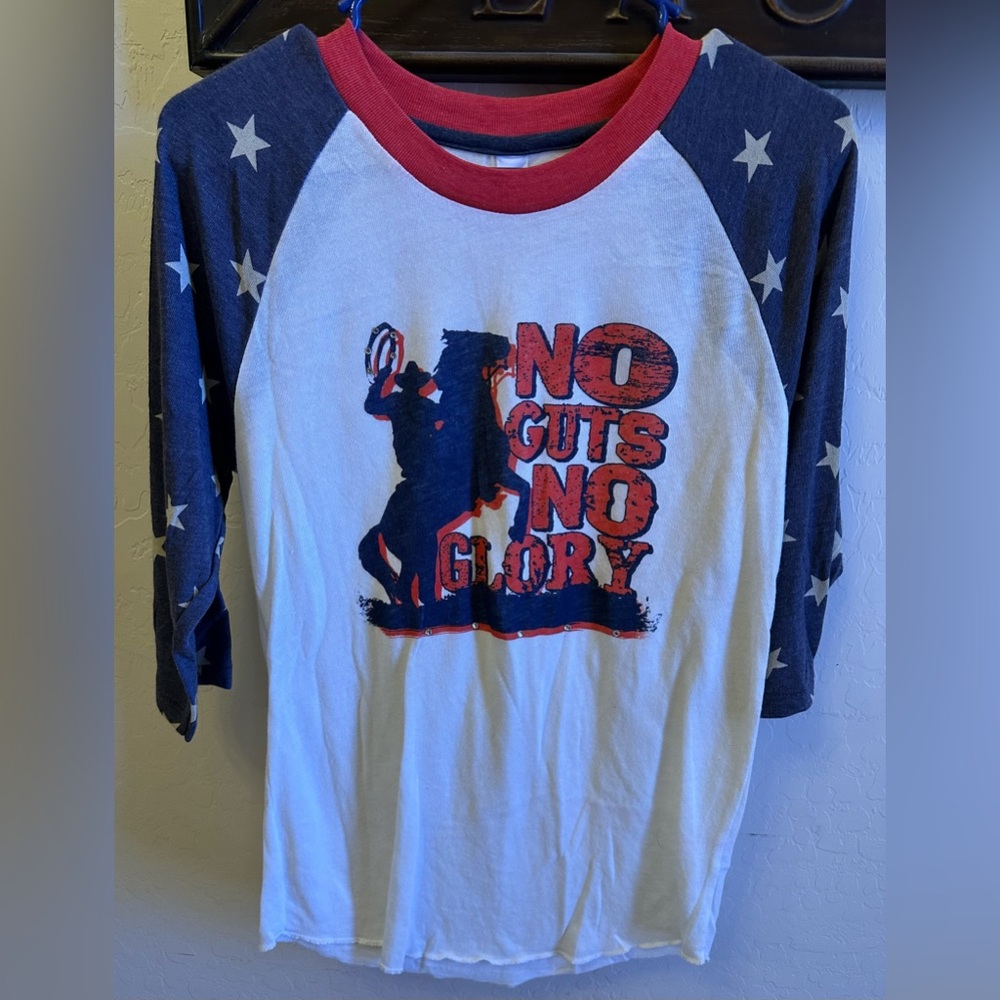 Atx Mafia White, Navy & Red 'No Guts No Glory' Raglan Jersey